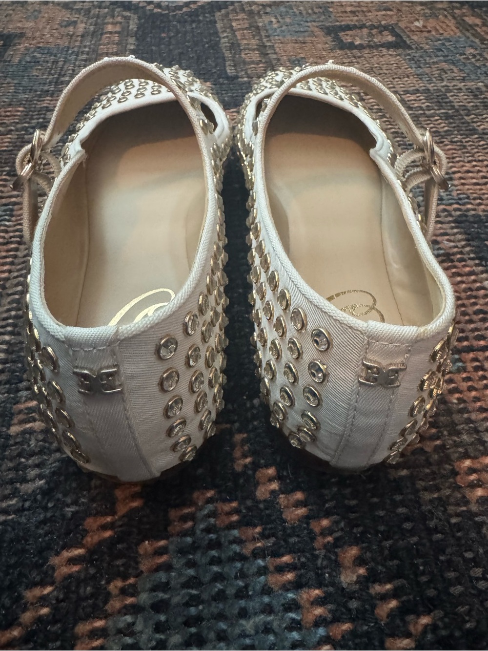 Sam Edelman Cream Mary Jane Flats with Sparkling Studs - Picture 3 of 4